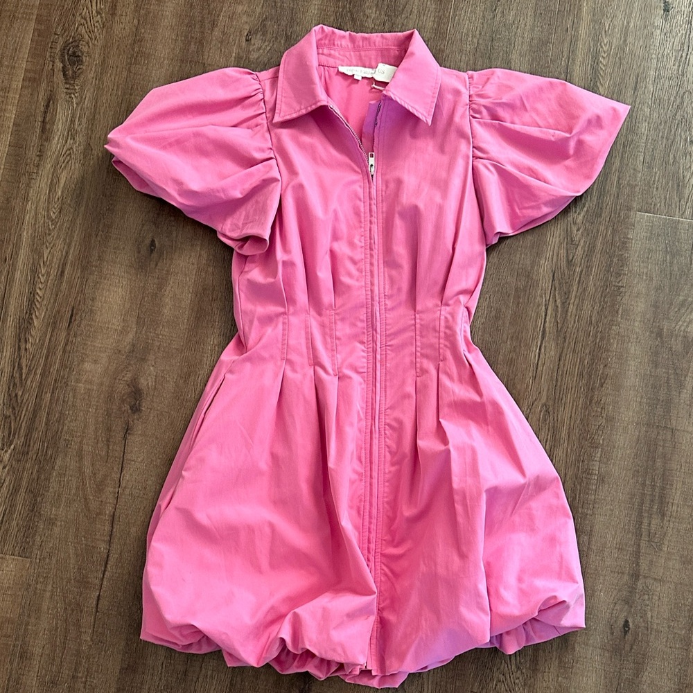 Olivaceous Pink Puff Sleeve Dress